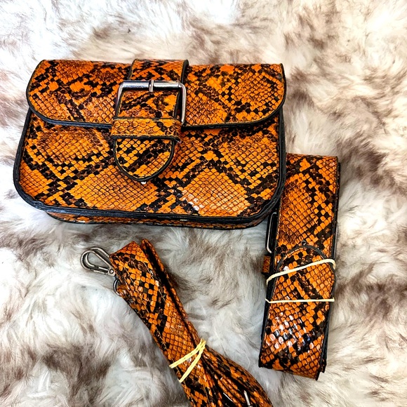 Orange Snake Print Belt Bag 🐍 - Picture 1 of 5